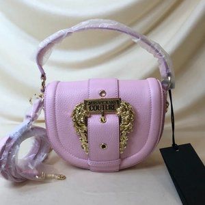 Versace Jeans Couture Buckle Shoulder and Cross Body Bag, Pink